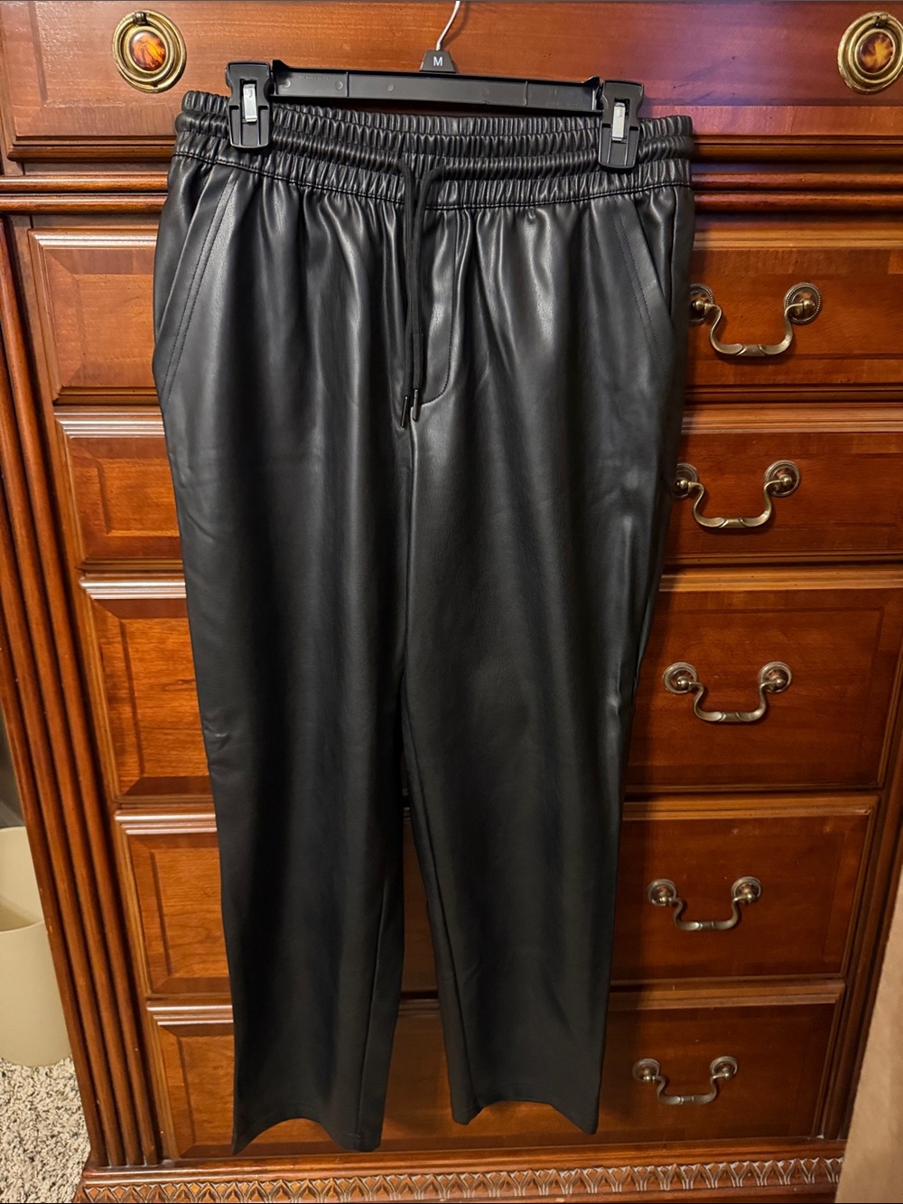 Black Faux Leather Jogger Pants - Unbranded - Picture 1 of 2